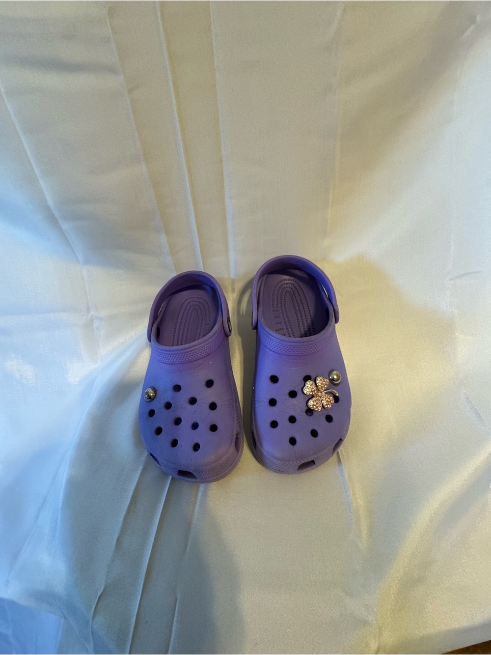 CROCS Kids Purple Classic Clogs with Charm